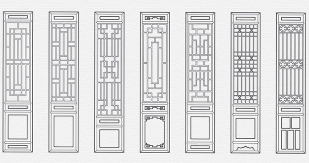 灌云常用中式仿古花窗图案隔断设计图